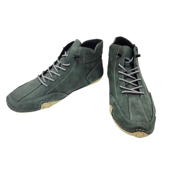 Mens Dbeck Green Leather High-Top Sneakers Shoes Size 43 US 9.5 - Picture 4 of 10